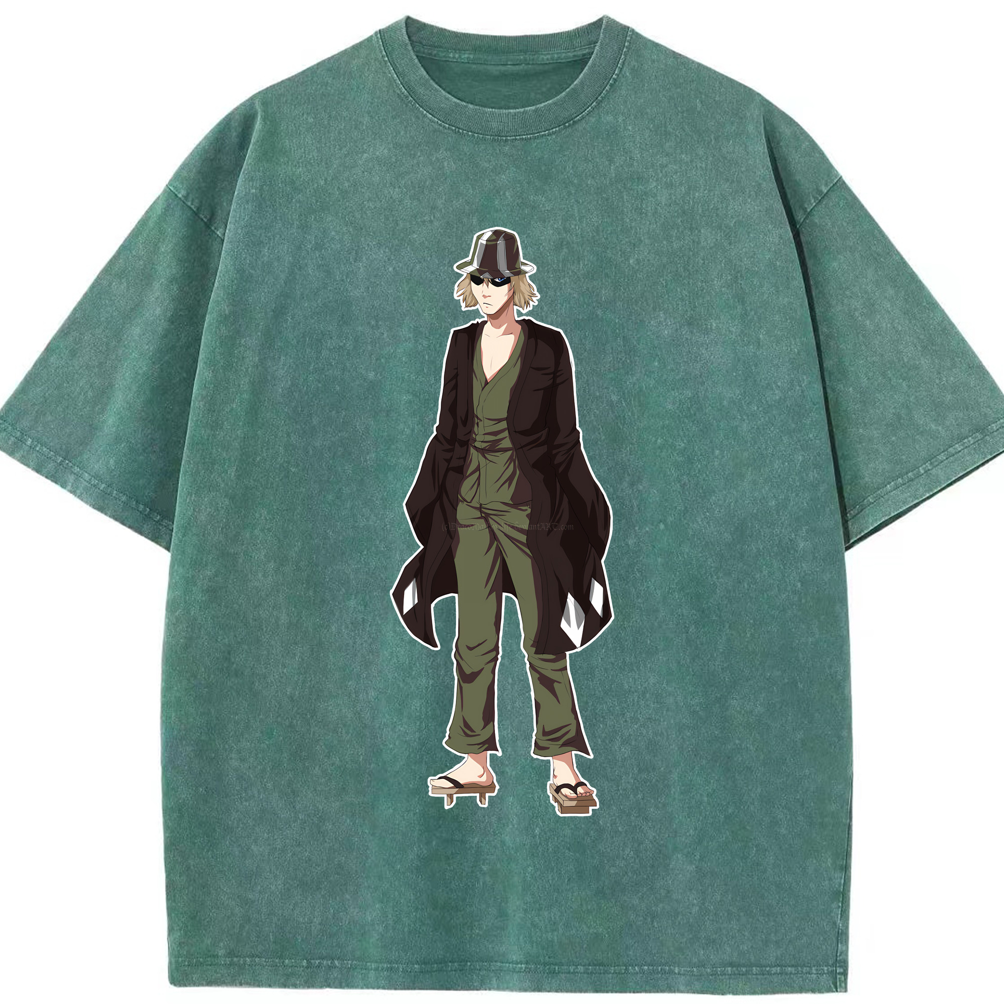 （画像用） "ブリーチ 浦原 喜助（うらはら きすけ） BLEACH Urahara Kisuke " 綿100% ヴィンテージ風 半袖Tシャツ（フロントプリント）